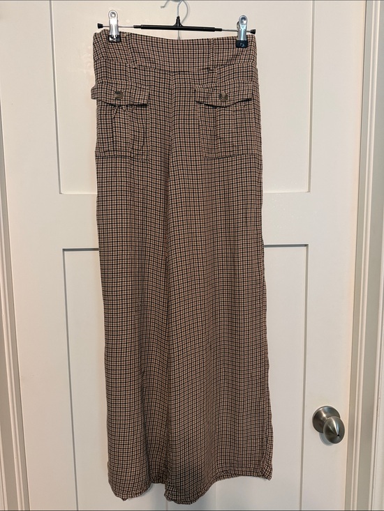 American Eagle Outfitters Pants - American Eagle Outfitters Brown Plaid Wide-Leg Neutral Academia Trouser Pants